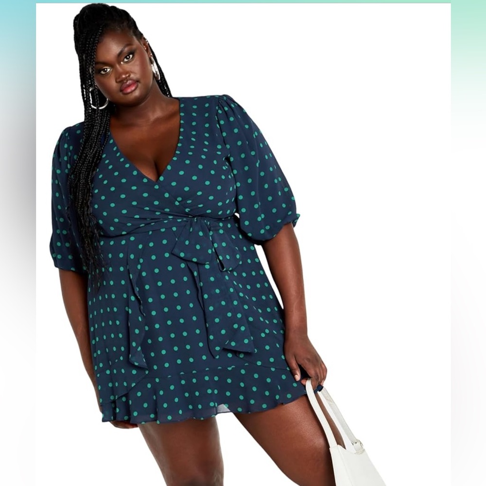 Navy Blue with Green Polka Dot Dress
